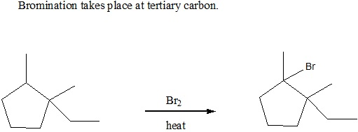 Bromination takes place at tertiary carbon. Br) heat