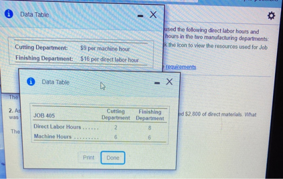 i Data Table - X used the following direct labor hours and hours in the two manufacturing departments: Ik the icon to view th