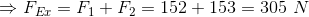 Fer = Fi + F2 = 152 + 153 = 305 N