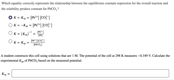 Which equality correctly represents the relationship between the equilibrium constant expression for the overall reaction and