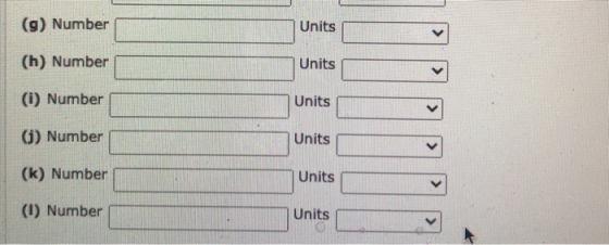 (g) Number Units (h) Number Units (i) Number Units < 6) Number Units (k) Number Units (1) Number Units