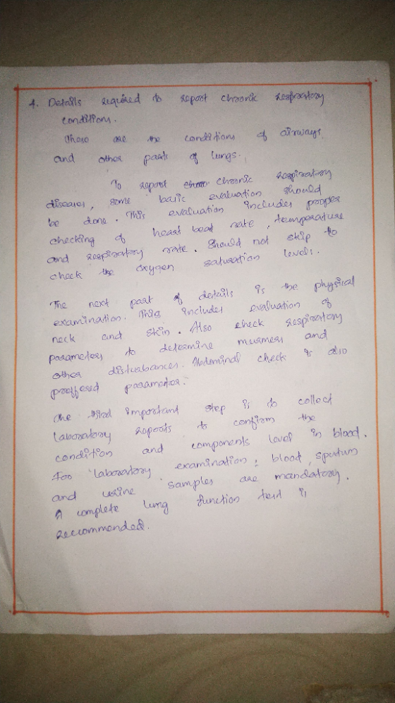 to repost chooni resprocters. 4. Details required condition. These are and other me parts conditions of airways of lungs, sop