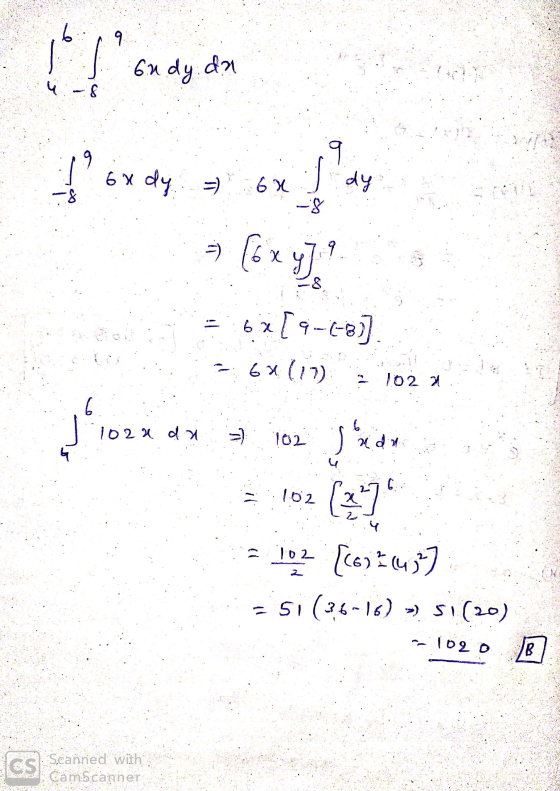 landydami En dy da = 6x[9-6-83). = 6*117) = 102 x J 102x dx = 102 Judy 102a da 2102 [GI(40)] :=51(36-16) » Si(20) - 1020 as
