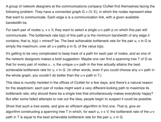 A group of network designers at the communications company CluNet find themselves facing thee following problem. They have a