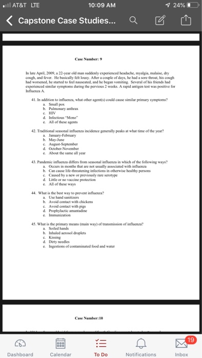 24%10 AT&T LTE 10:09 AM Capstone Case Studies aビ Case Number: 9 In late Apeil, 2009, a 22-ycar oldman suddenly experiemeed he