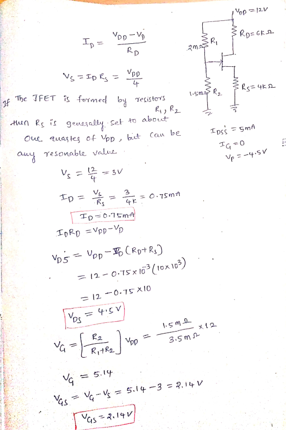 VoD =.12.V Rp=66.2 m Ri RD .am one quastes of upp, but NDO-VO Ip Vs = ID Rs = VOD 4 The IFET is formed by resistors Rig R2 th