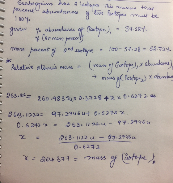 pereant abundanos o Seabo he isotopes This man that tuwo fsotopes must be 00 Yo and Inls 100-3, 28-6239 recent y Relative atonin mans latter e - loo-3428-6232y. x a 0627 063, 1122 u-gチ2946n 0.62チ2 1 8