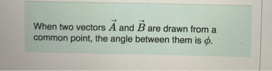 When two vectors A and B are drawn from a common point, the angle between them is d.
