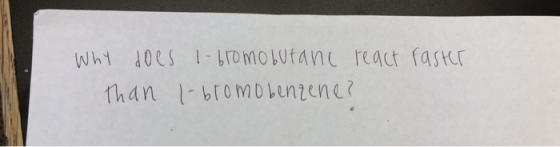 Why does 1-bromobutane react faster than l-bromobenzene?