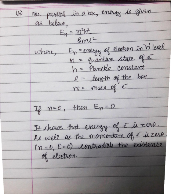 For particle in a box, energy is given as below, En = n²h 8me² where, En = energy of electron in level na quantum state of é