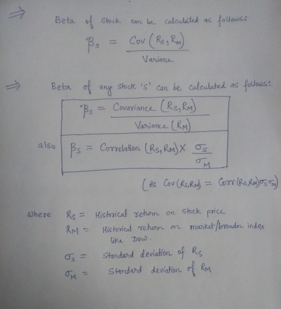 Beta Stock can be caleulateh ac oUoas: Cov (Rs , RM = s Varian Beta of ant stouk is can he calewlated as fouboas: Covariance Rs, KM ahiance KM also | Fs = Correlation URSjRmX 互 Mt üke Dow s standand deviation oŞ RS