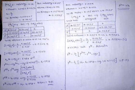 Hcl: Malanity r25 N: Molasuity= LM 4cl: Molarit 25M pkw 14 Volume 2sm)z o.025L velume lom]zo.o1L vdume 20ml G 2L no dmeles- 0