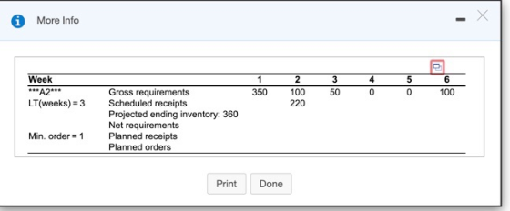 iMore Info Week 2 4 5 6 3 A2** Gross requirements Scheduled receipts Projected ending inventory: 360 Net requirements Planned