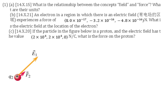 (1) (a) [14.X.15] What is the relationship between the concepts field and force? Wha t are their units? (b) [14X21] An el