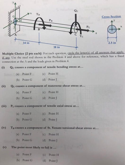 X TR Cross Section 14 in 7 18 in Multiple Choice (2 pts each): For each question, circle the letter(s) of all answers that ap