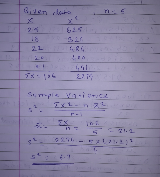 Given daute 2. 62s 324 Li84 2 S 220 6 Sample Vayi ence 4 0 21.2 2274- 丐乂(21.2. ) 2-
