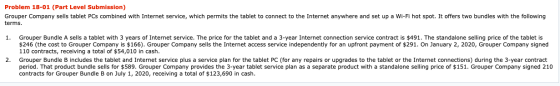 Problem 18-01 (Part Level Submission) Grouper Company sells tablet PCs combined with Internet service, which permits the tabl