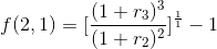 f(2,1)=[\frac{(1+r_{3})^{3}}{(1+r_{2})^{2}}]^{\frac{1}{1}}-1