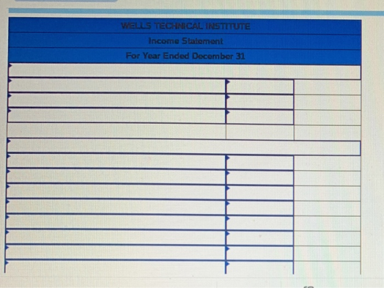 WELLS TECHNICAL INSTITUTE Income Statement For Year Ended December 31