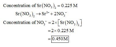 Concentration of Sr(NO30.225 M Sr(NO,) -Sr2 +2NO, Concentration of N0%2x [Sr (NO3 )2] -2x 0.225 M 0.450M