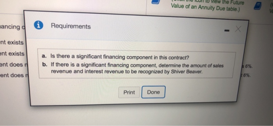 MOI LTE CON LO View the Future Value of an Annuity Due table.) mancing d i Requirements nt exists ent exists ent does ent doe
