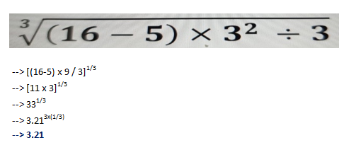 (16-5) × 32 ÷ 3 > [(16-5) x9/3] 11 x 3/3 ->33 >3.21/3) 3.21