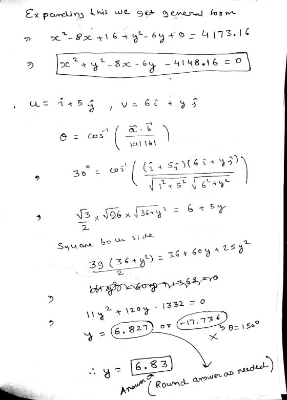 Expanding this we set general foom х*- 8х + 16 +2°- 62*9-4173.1 с 2 о 2 ) эс *** - 8x - 6 - 4148.16 = u = + 5 + y o = cost ,