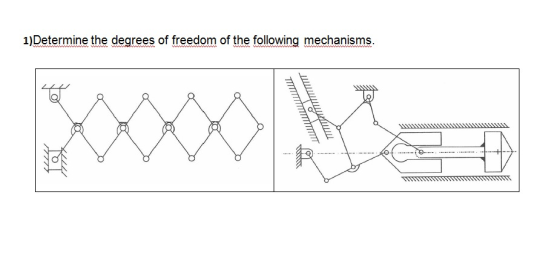 1)Determine the degrees of freedom of the following mechanisms. O. Q LLLL XLLL