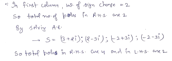 = 2 are 2 In first column , no. of sign change = 2 so total no w.of booles in Rits. By solving At- S- 3+27); (2-31); +2+3;)