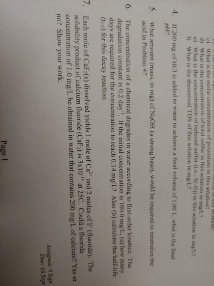 c) What is the molar concentration of potassium in this solution? d) What is the concentration of total sulfur in this soluti