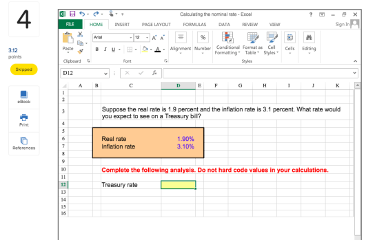 ? X XUS FILE , HOME Calculating the nominal rate - Excel FORMULAS DATA REVIEW - 2 Sign In INSERT PAGE LAYOUT VIEW - Paste B I