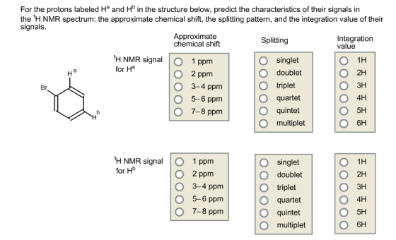 For the protons labeled Ha and Hb in the structure
