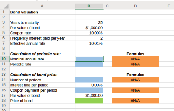 BC 1 Bond valuation 25 3 4 Years to maturity Par value of bond Coupon rate Frequency interest paid per year Effective annual