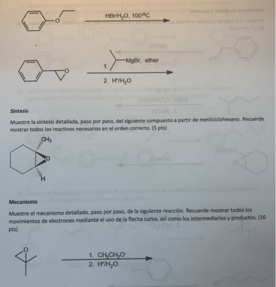 y abobocar HBr/H20, 100°C lo -MgBr, ether 2. H/H20 Síntesis HORMS Muestre la síntesis detallada, paso por paso, del siguient