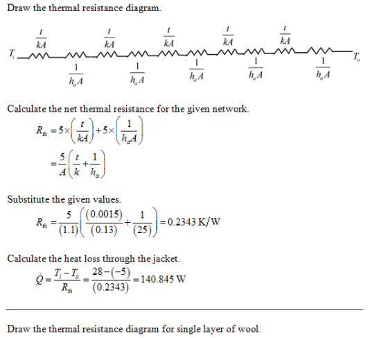 Draw the thermal resistance diagram kA kA kA kA kA h.A Calculate the net thermal resistance for the given network. kA Substit