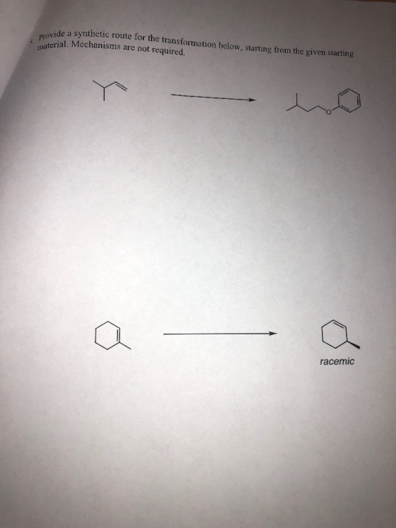 wwvide a synthetic route for the transformation below, starting from the given starting, aterial. Mechanisms are not required