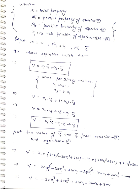 y here - m = total property mi = partial proporty of species- ño = purtial loroperty in Species- 7,1 g mole fraction ay speci