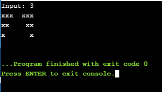 Input: 3 xxx XX ... Program finished with exit code 0 Press ENTER to exit console. I