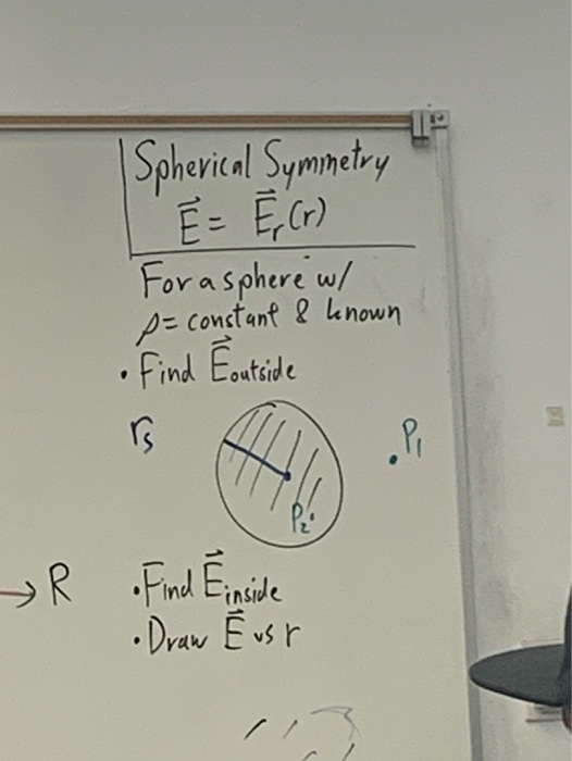 Spherical Symmetry I E = (r) For asphere w/ p= constant & known •Find Eoutside » R Find Einside •Draw Ē ust
