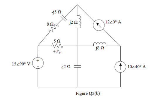-j5 Ω j2 Ω 8 Ω, 1220° Α 5Ω ΥΥΥ j8 Ω +V- + 15Z90° V -j2 Ω 1 10240° A Figure Q2(b)