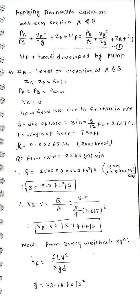ApPyewis eauaHon between secton Aee 2 He→ head developed br рчтР , head logs duet Friction in are c00 o o6Sf Rouhness low ate