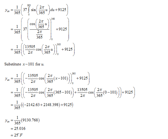 va tos ( 311 air ( 4 ) du +0125) +9125 1 | 21 365 Substitute x-101 for u. ( 13595 cos ( 3 (365–101) - 13505 cos ( 3 (0–101)]+