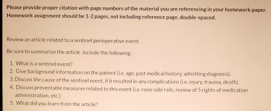 Please provide proper citation with page numbers of the material you are referencing in your homework paper. Homework assignm