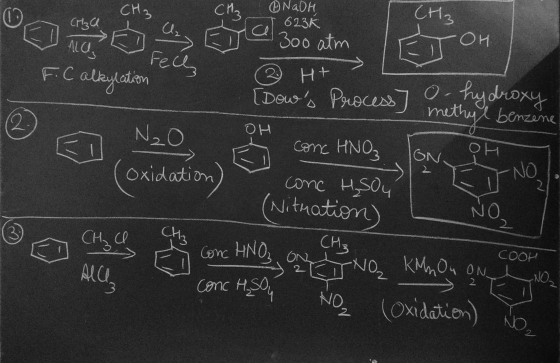 0 CH3 CH3 CH₃ (Mza o Ches NaOH 623K cal 300 atm ALLO, Fels F. C alkylation ETOH [Dows Process] o hydroxy 2 H+ methye methyl