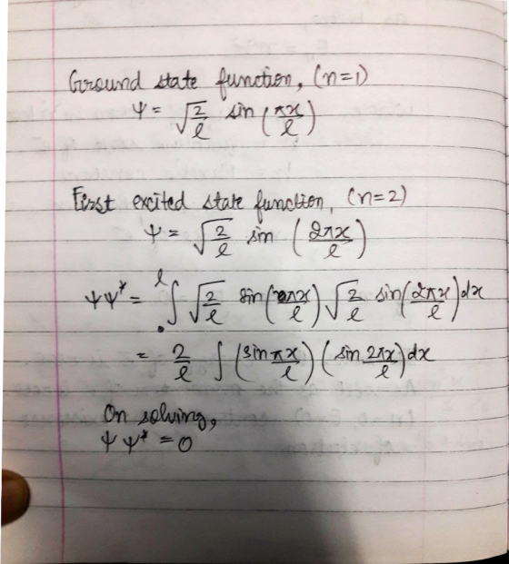 Ground state function, (n =) Eisst excited state function (n=2) tot e infor) 2 sin ( 22 ) da 2 / (sin x) (sin 28x) dx On 4 y