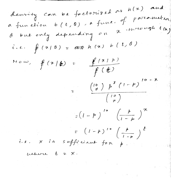 and density can be factorized as h(x) buto a tune of parameter on a through tean o but only depending on die f(x 10) = app n