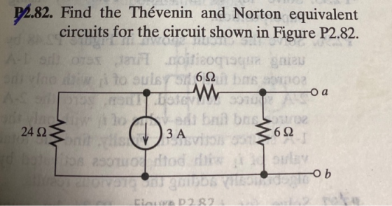 P2.82. Find the Thévenin and Norton equivalent circuits for the circuit shown in Figure P2.82. Atarotas ant boitiaoqian gates