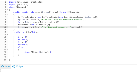 1 2 3 import java.io.BufferedReader; import java.io.*; class fibonacci in public static void main (String[] args) throws IOEx