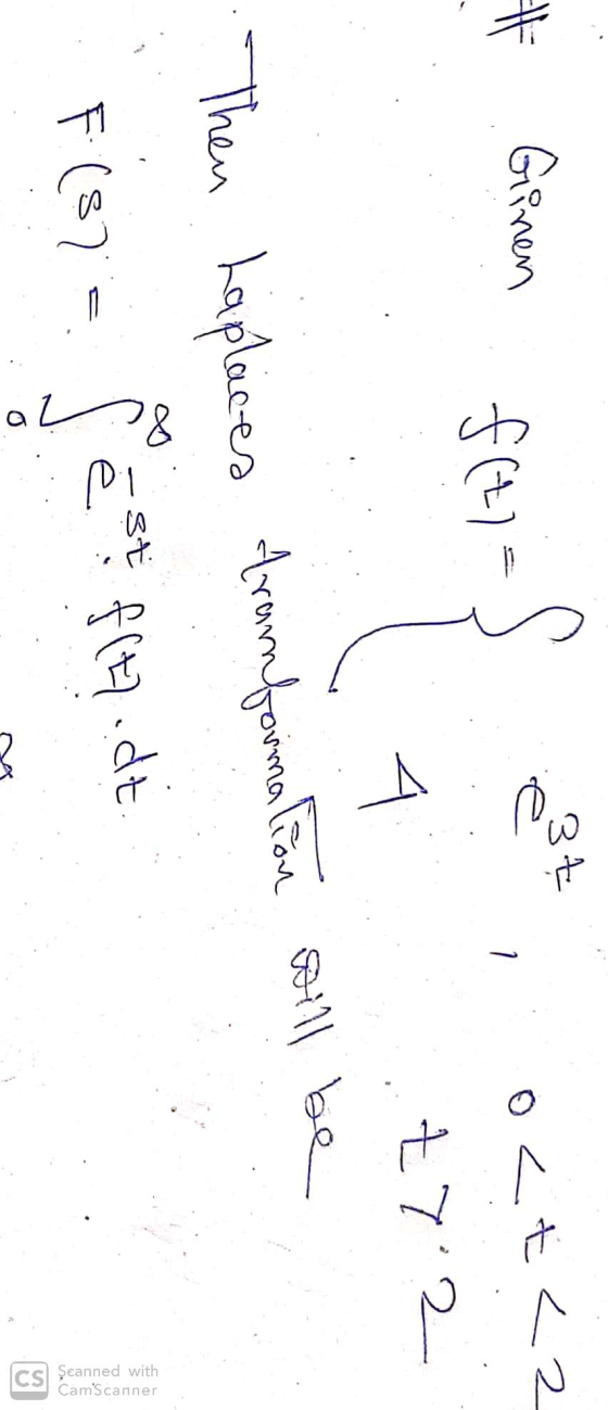 f Gionen < t <2 f(ty- ty 2 framformation will be Then Laplaces F(373 sest f(17.de CS Șcanned with CamScanner