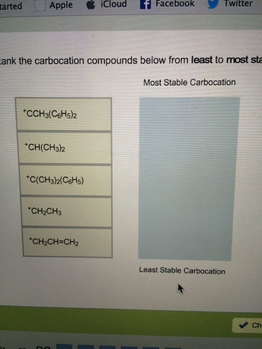 Image for Ank the carbocation compounds below from least to most sta